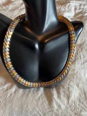 ✨Vintage Braided Tri-Tone Collar Necklace — Gold, Silver, Rose Gold✨